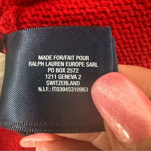 Ralph Lauren Kids Red Blue long Cut Asymmetrical Knit Sleeves Sweater Vest 8-10 - Picture 10 of 11